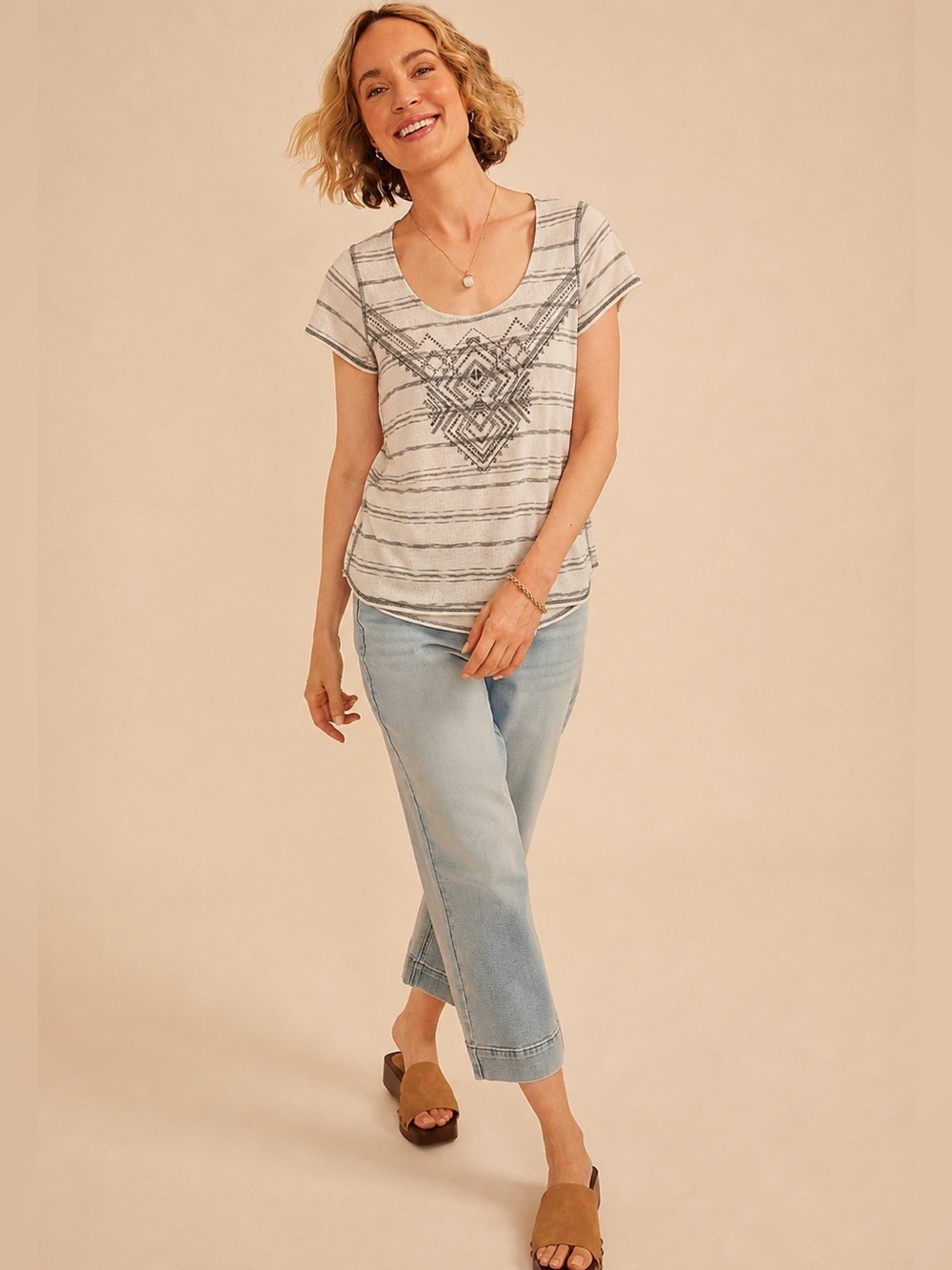 Maurices Cream Short Sleeve Sweater